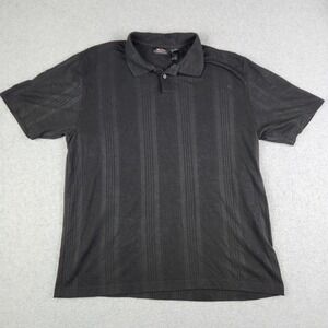 Axcess Polo Shirt Men XL Black Textured Stripe Performance Short Sleeve Collared